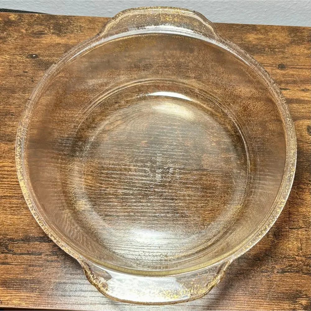 Vintage Fire King Clear Gold Speckled 2Qt Casserole Dish Made in USA